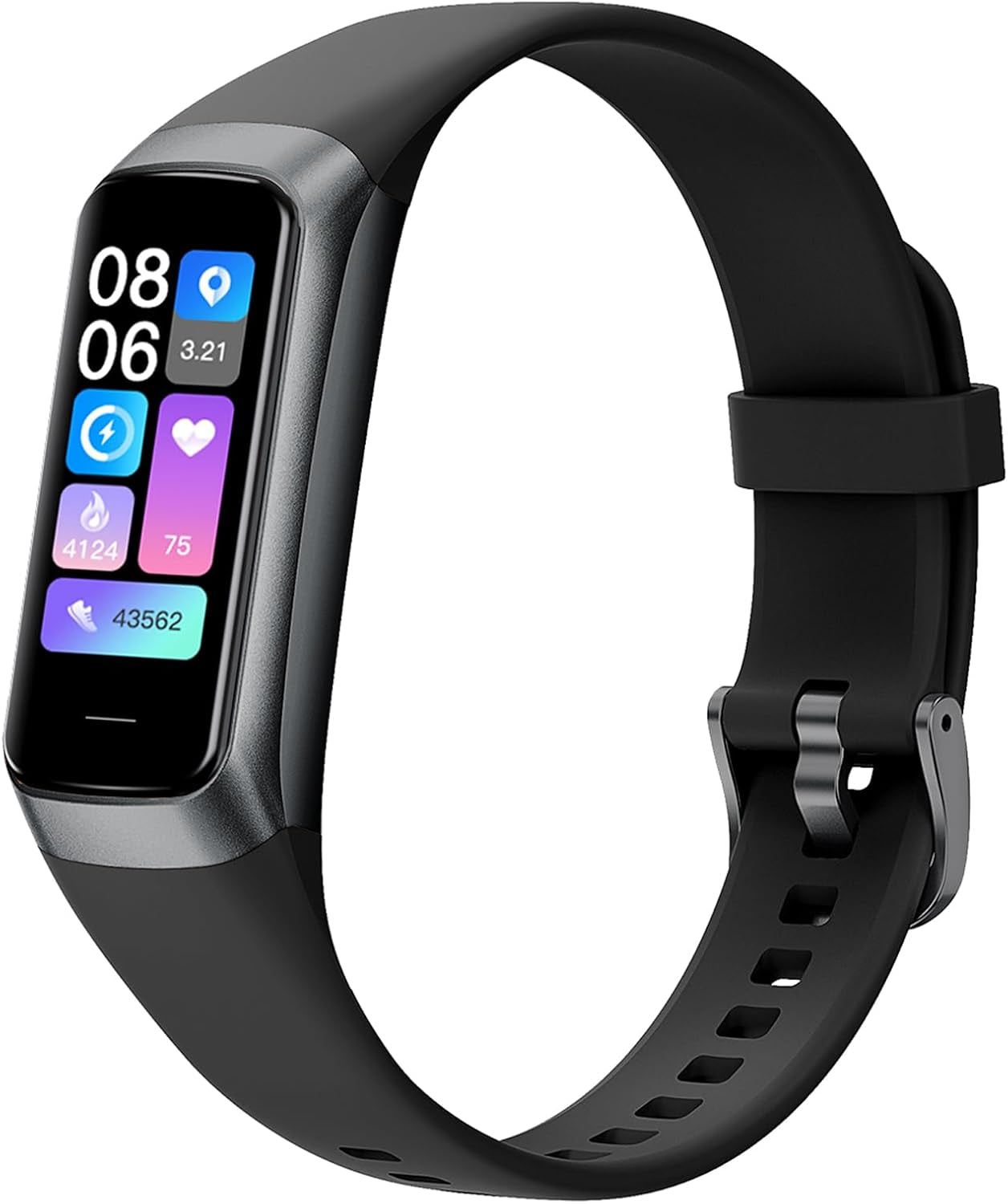 Health and Fitness Tracker for Men and Women, AMOLED Display, Compatible with Android and iOS, Features Alarm, Stopwatch, Blood Pressure Monitoring, Calorie Tracking, and IP68 Waterproof Rating